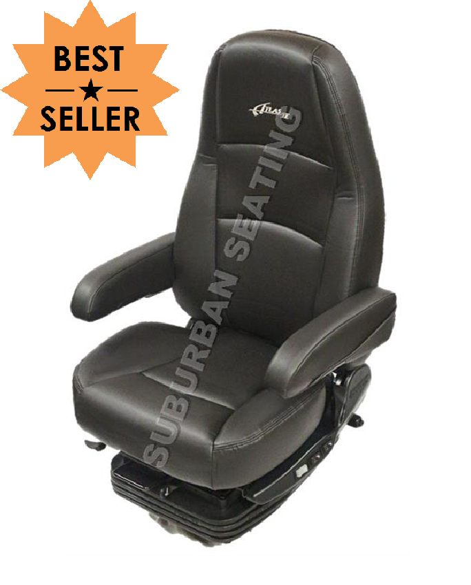 Sears Atlas II DLX Truck Seat in Black Ultra-leather with Dual Arms