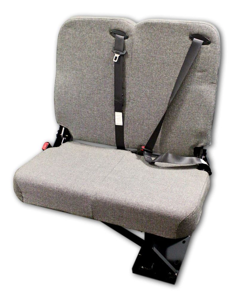 Double Mid Back BV Foldaway Bus Seat in Gray Cloth with 3-Point Belts - Street Side