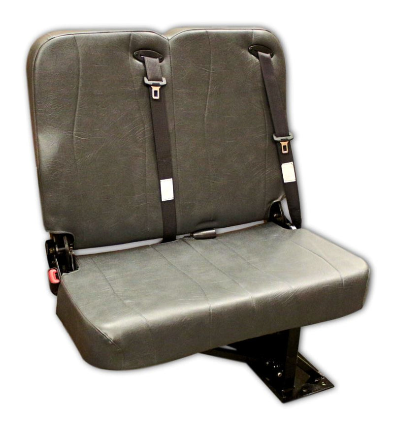Double Mid Back BV Foldaway Bus Seat in Gray Vinyl with 3-Point Belts - Street Side