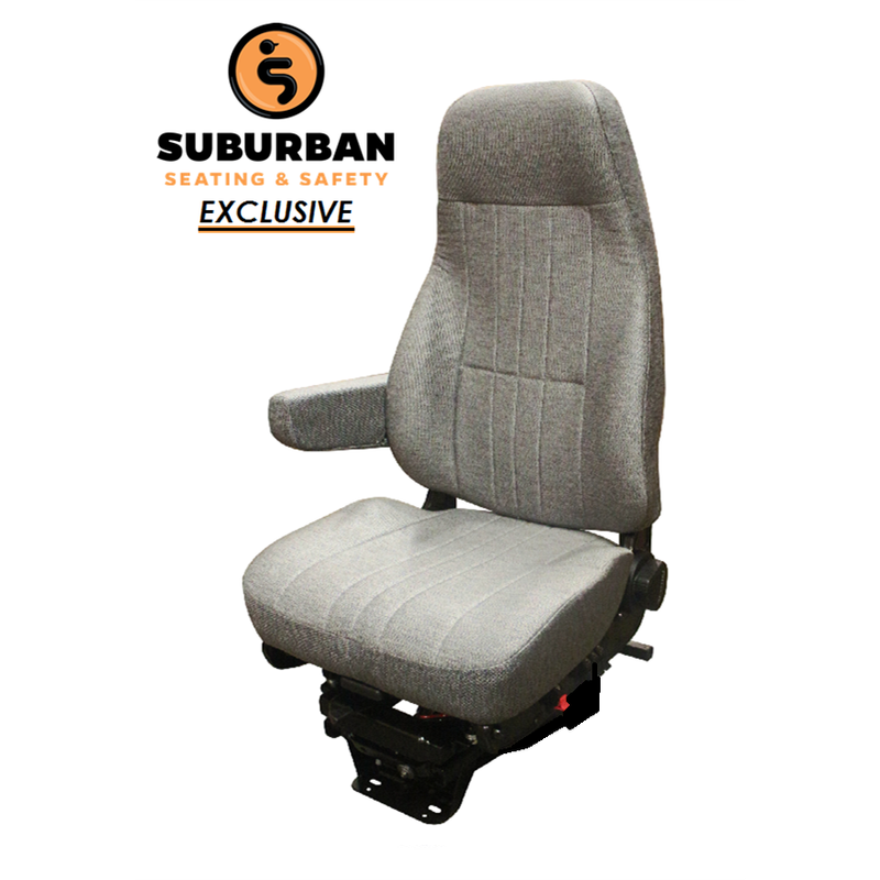 National P3 High Back Truck Seat in Gray Mordura Cloth with Triple Chamber Air Lumbar & Right Arm