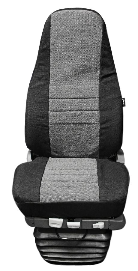 Fia OE Protective Seat Cover in Black & Charcoal Cloth for High Back ISRI 5030 Deluxe & Premium Seat