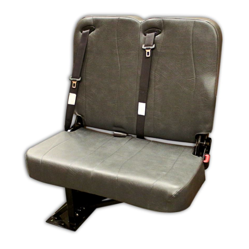 Double Mid Back BV Foldaway Bus Seat in Gray Vinyl with 3-Point Belts - Curb Side