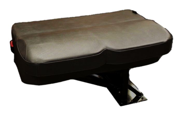 Double Mid Back BV Foldaway Bus Seat in Black Vinyl with 3-Point Belts - Street Side