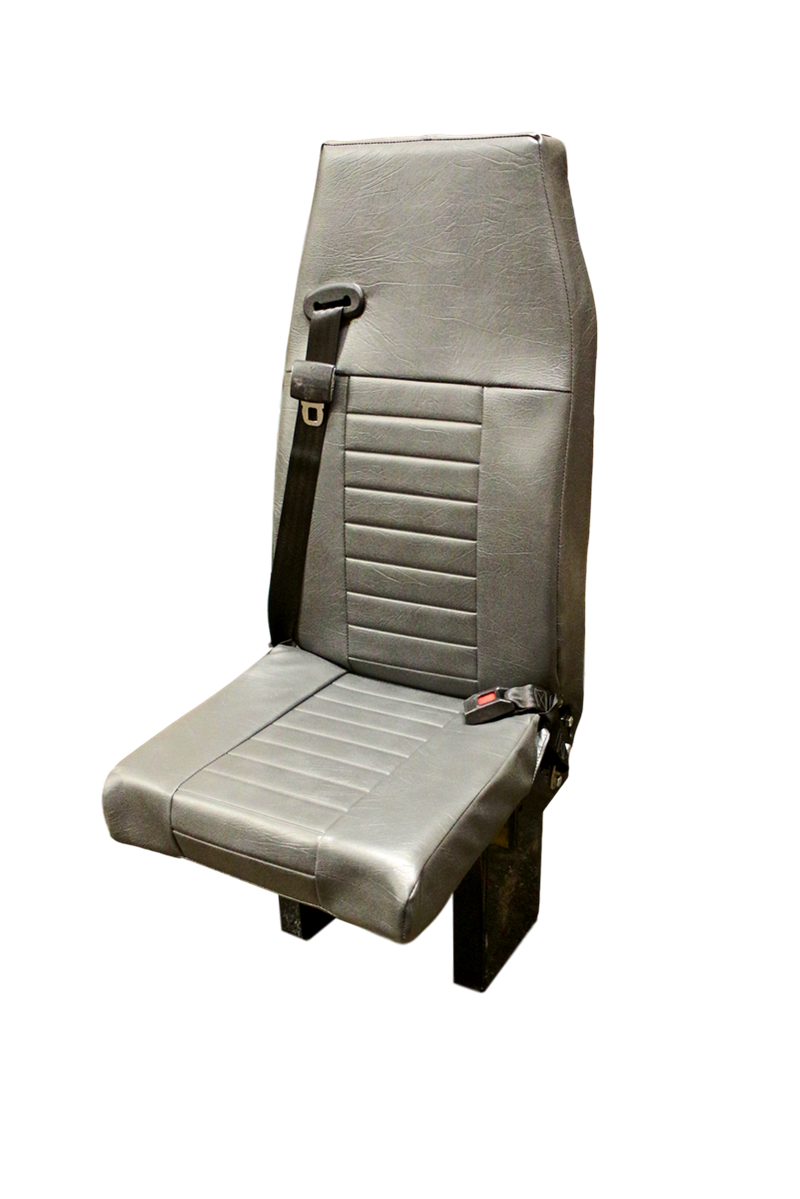 Floor Mounted Flip-Up Seat with 3 Point Seat Belt in Gray Vinyl