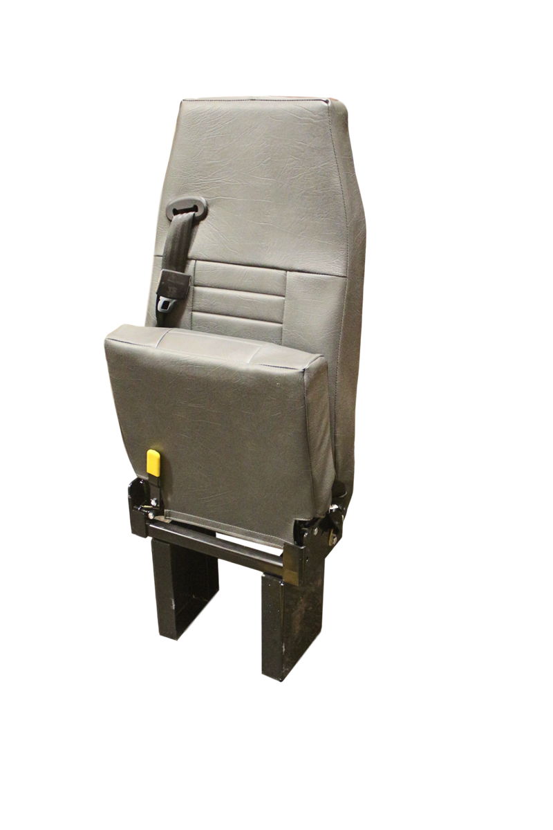 Floor Mounted FlipUp Seat with 3 Point Seat Belt in Gray Vinyl