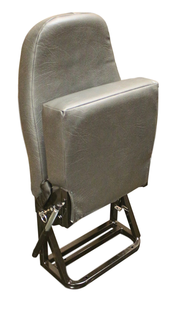 Floor Mounted Flip-Up Seat with 2 Point Seat Belt in Gray Vinyl
