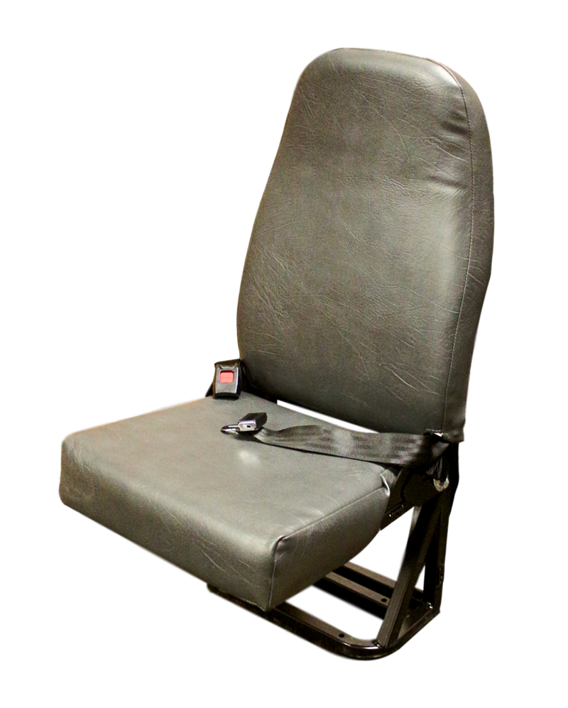 Floor Mounted Flip-Up Seat with 2 Point Seat Belt in Gray Vinyl