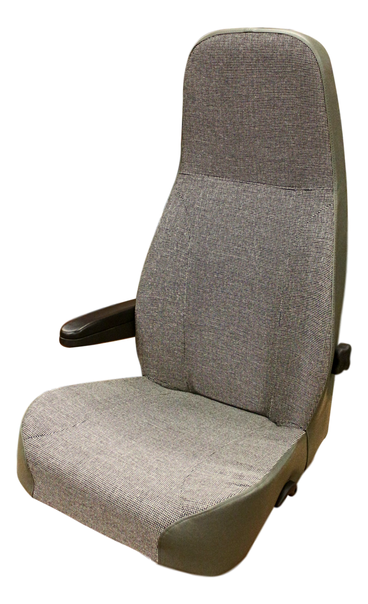 Chevy/GMC & Ford Van Replacement Driver Seat in Gray Cloth & Vinyl with Right Hand Arm