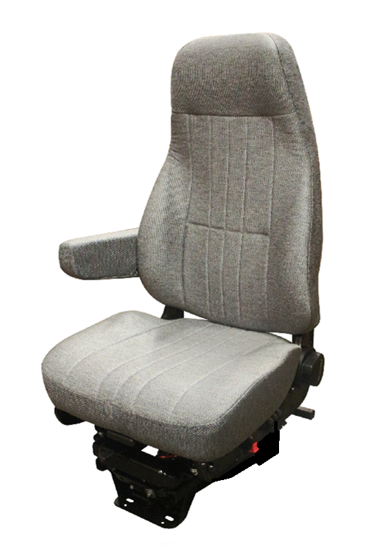 National P3 Truck Seat – Gray Cloth with Triple Air Lumbar, Right Arm, & International Plate