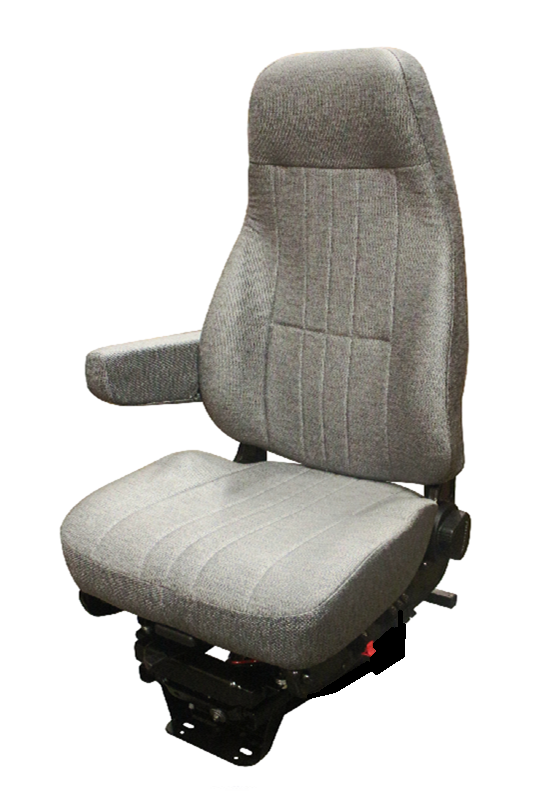 National P3 Truck Seat in Gray Cloth with Triple Air Lumbar, Right Arm, & International Plate