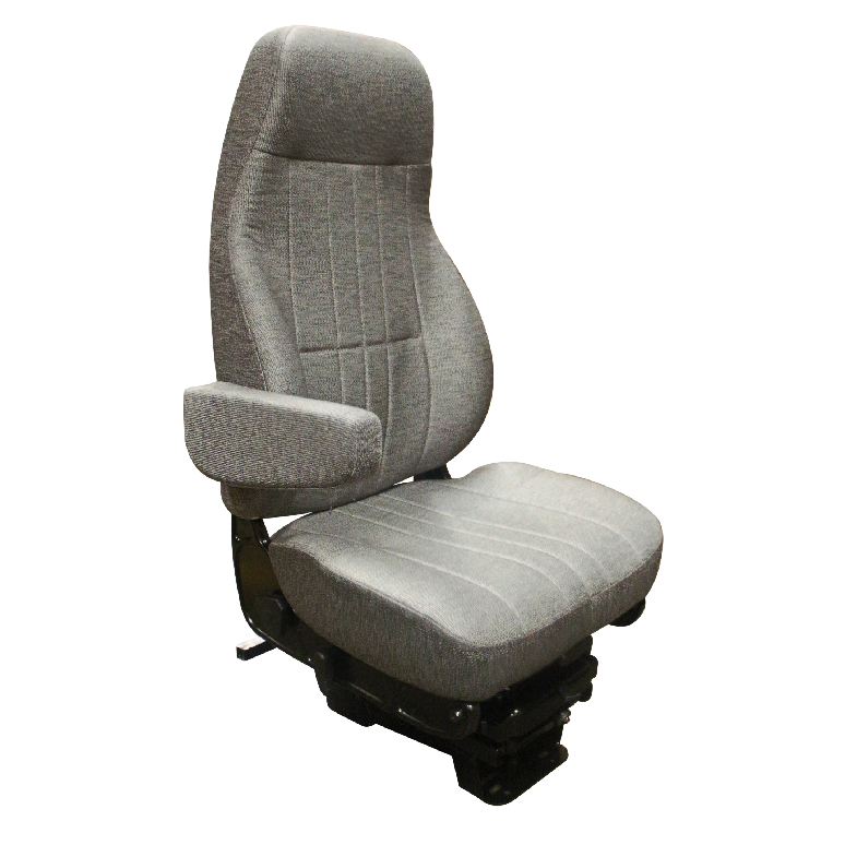 National P3 Truck Seat in Gray Cloth with Triple Air Lumbar, Right Arm, & International Plate