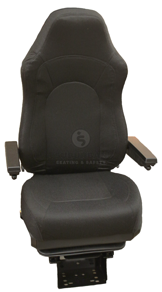 Magnus Heavy Duty Truck/Bus Seat – Black Mordura Cloth with Dual Arms – 650 lb. Rated