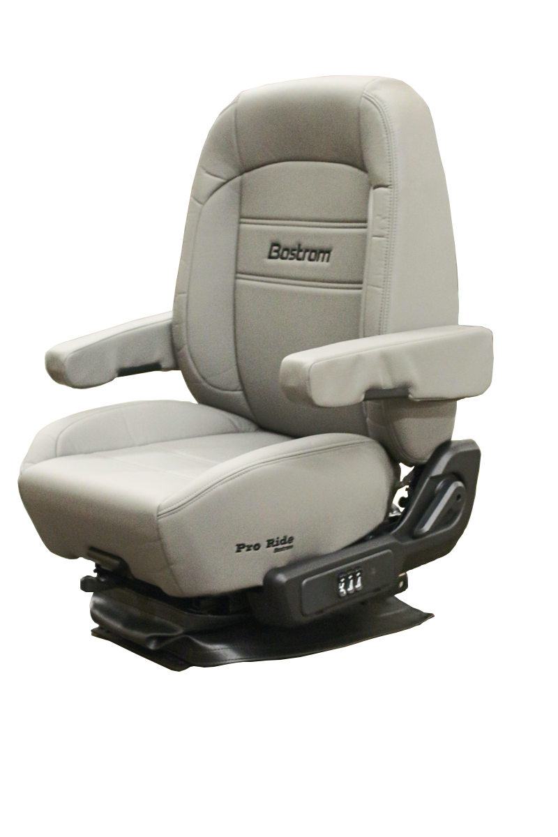 Bostrom Pro Ride Low Profile Truck Seat – Mid Back, Grey Ultra Leather with Arms