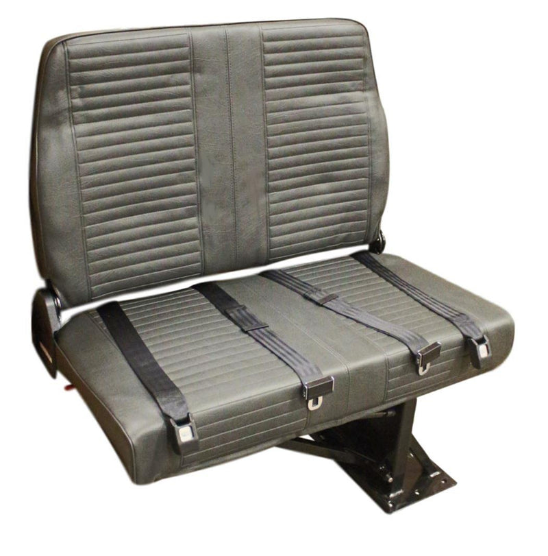 Double Mid Back BV Foldaway Bus Seat in Gray Vinyl with 2-Point Belts - Street Side