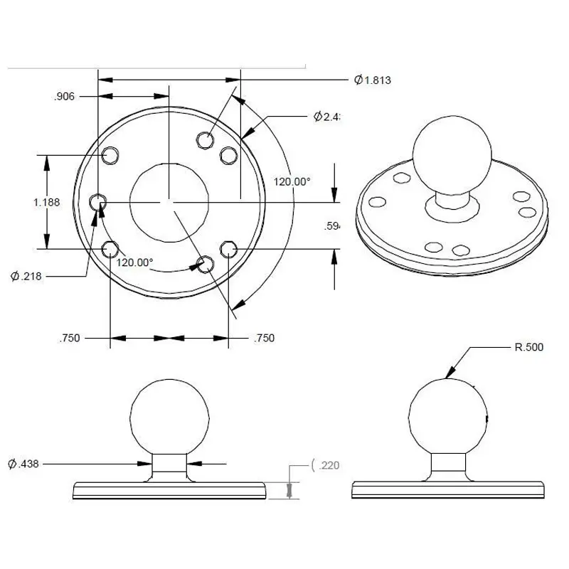 RAM® Round Plate with Ball