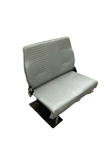 Double Foldaway Bench – Curbside in Grey Vinyl for Wheelwell Mount in Minivan Conversions