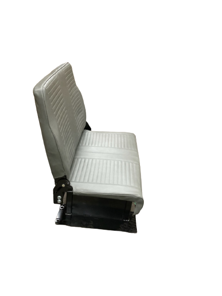 Double Foldaway Bench – Curbside in Grey Vinyl for Wheelwell Mount in Minivan Conversions